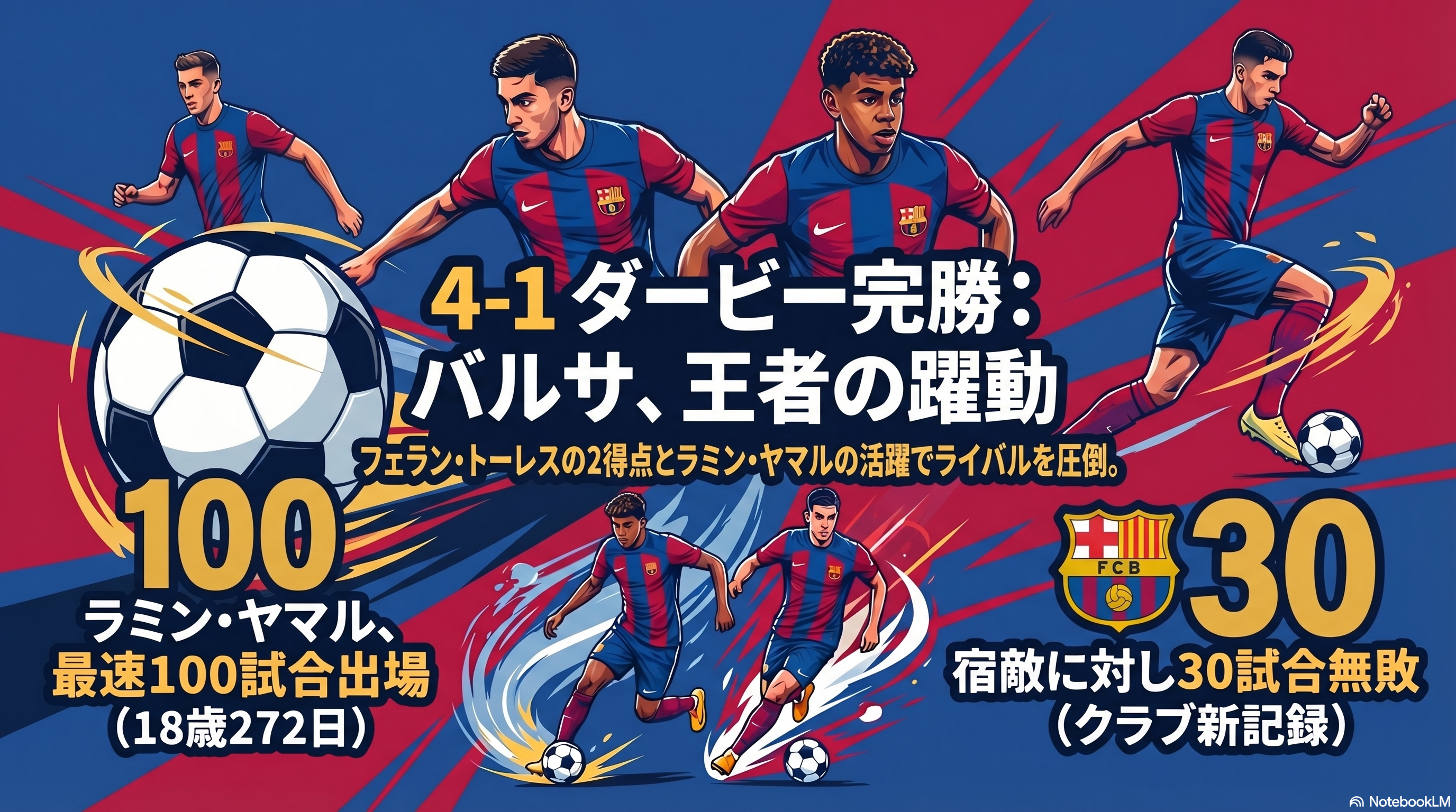 ダービー圧勝で優勝に王手、ヤマル歴史的記録も | FCバルセロナ (2026-04-12 夕) のサムネイル画像