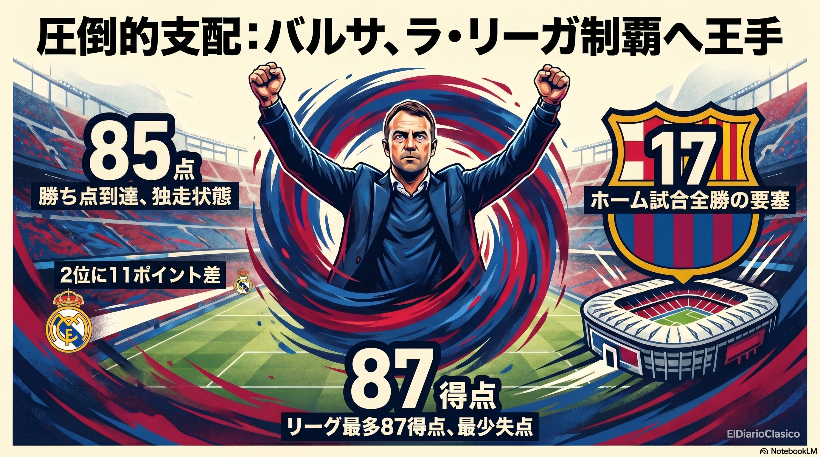 バルセロナ、圧倒的支配で優勝目前、次なる一手は | FCバルセロナ （2026-04-27 朝） のサムネイル画像