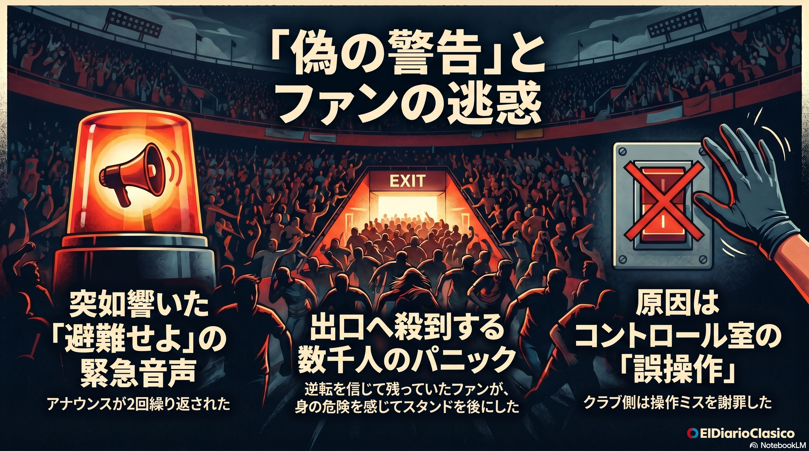 スタジアムで避難勧告の誤報パニック | ピッチ外ニュース （2026-04-17 夕） のサムネイル画像