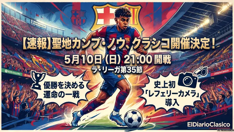 スポティファイ・カンプ・ノウでのクラシコ開催日時と高額チケット問題 | FCバルセロナ （2026-04-21 夕） のサムネイル画像