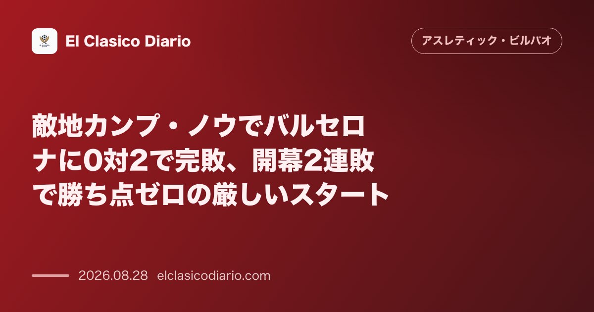 敵地カンプ・ノウでバルセロナに0対2で完敗、開幕2連敗で勝ち点ゼロの厳しいスタート のサムネイル画像
