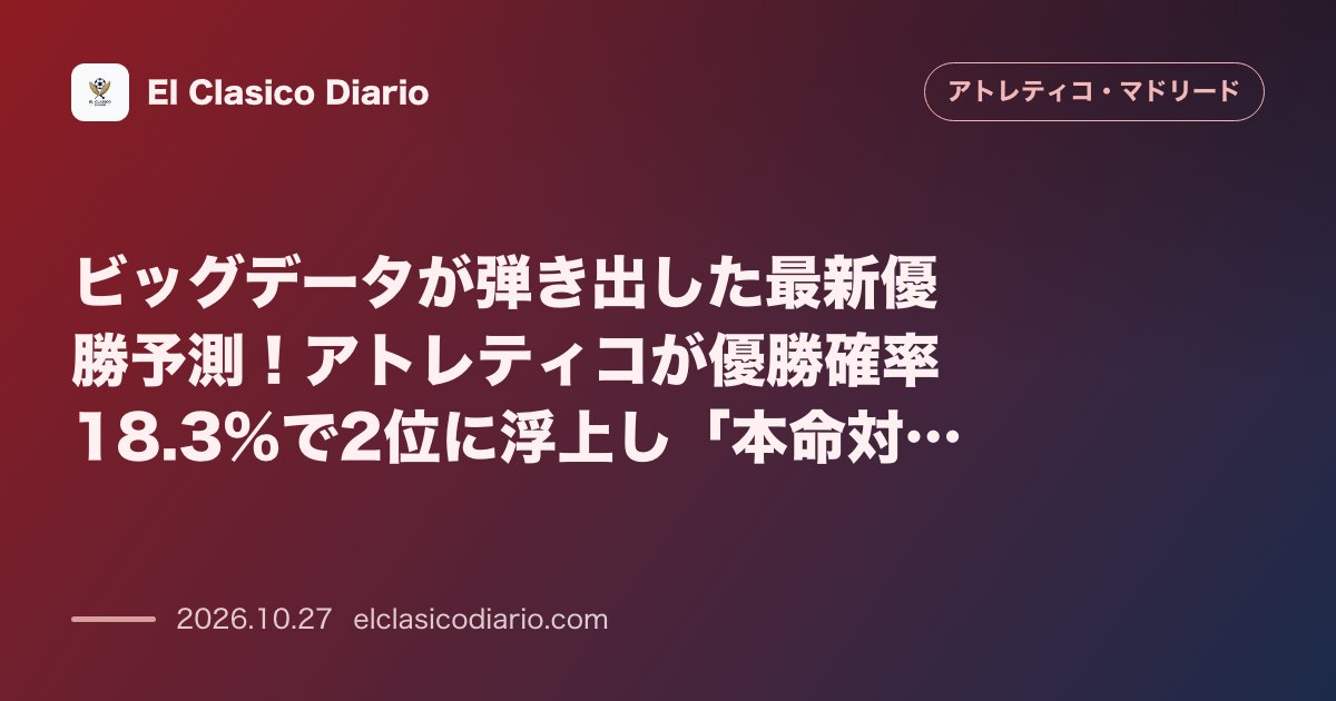アトレティコ・マドリードのニュース「[優勝確率] ビッグデータが弾き出した最新優勝予測！アトレティコが優勝確率18.3%で2位に浮上し「本命対抗馬」に」のアイキャッチ画像