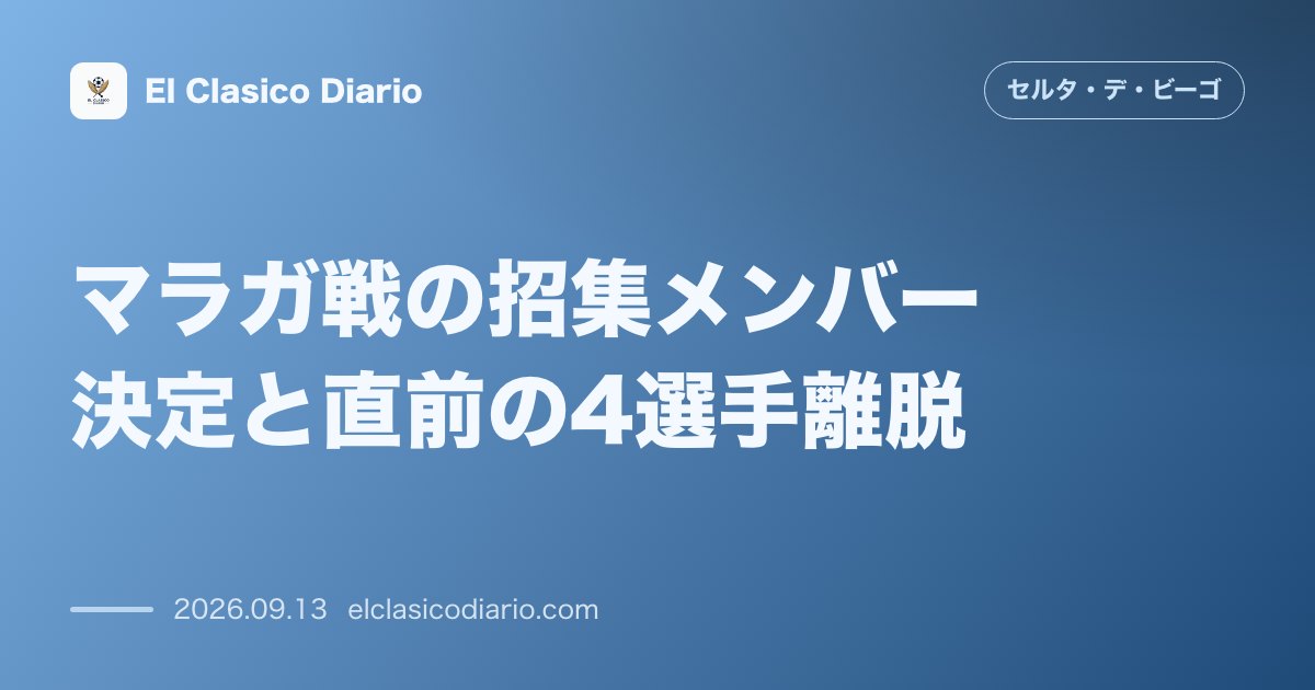 マラガ戦の招集メンバー決定と直前の4選手離脱 最終ラインや中盤の主力を含む4名が離脱もアブドゥライ・ファイが復帰 のサムネイル画像