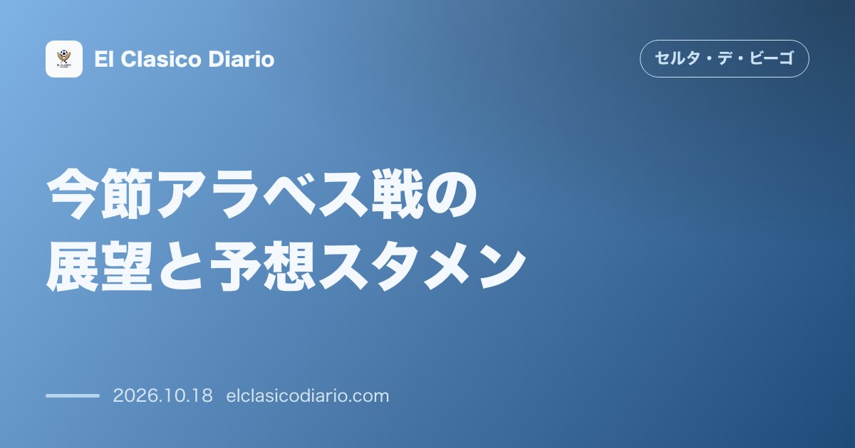 セルタのニュース「今節アラベス戦の展望と予想スタメン バライードスでアラベスを迎え撃つ第9節の放映情報・引き分け脱却への課題・両チームの最新スタメン予想」のアイキャッチ画像