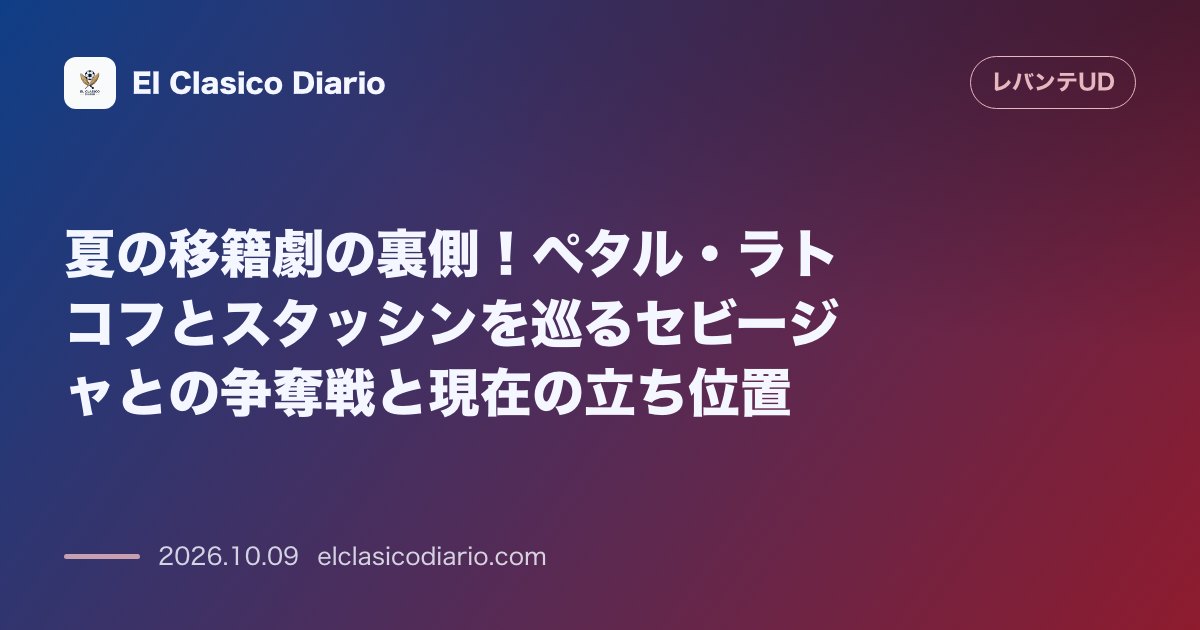 レバンテのニュース「夏の移籍劇の裏側!ペタル・ラトコフとスタッシンを巡るセビージャとの争奪戦と現在の立ち位置 セビージャの補強候補だったセルビア人FWラトコフの獲得…」のアイキャッチ画像