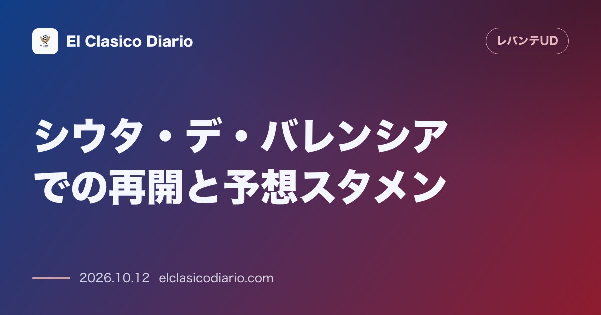 レバンテのニュース「シウタ・デ・バレンシアでの再開と予想スタメン 約1ヶ月ぶりのホーム戦で降格圏回避へ挑むチーム状況と最新イレブン」のアイキャッチ画像