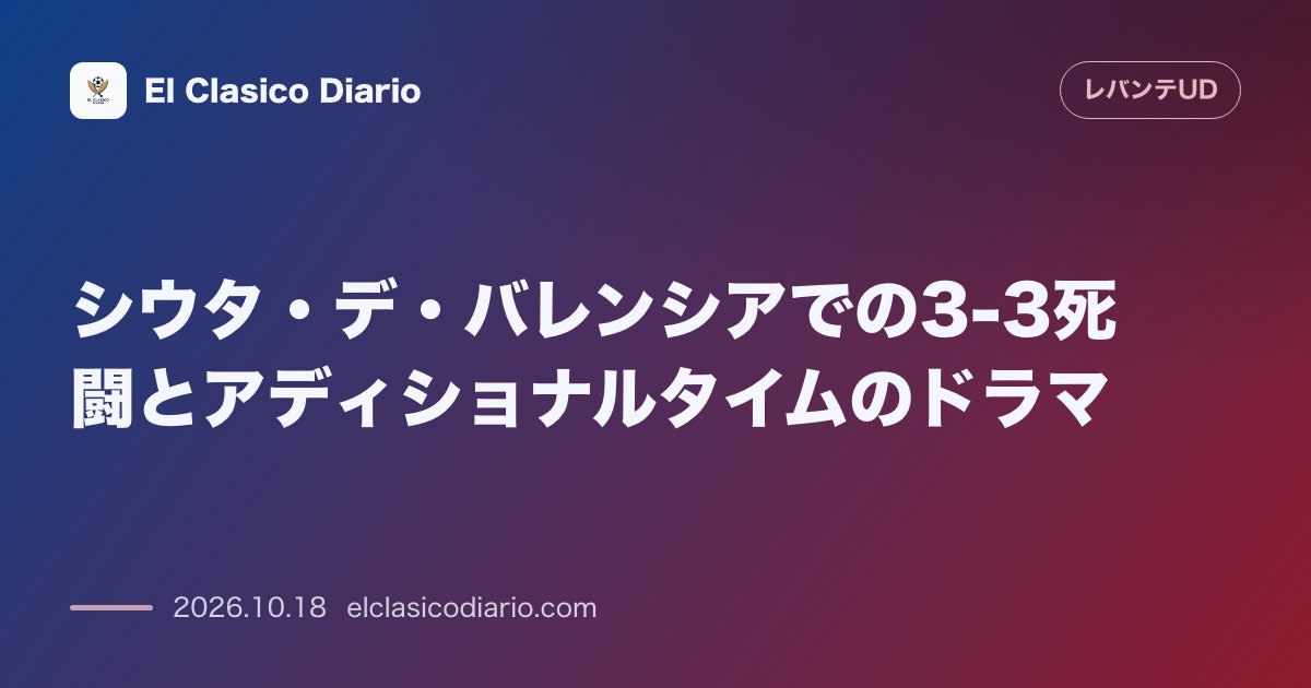 レバンテのニュース「シウタ・デ・バレンシアでの3-3死闘とアディショナルタイムのドラマ 激戦となったセビージャ戦で勝利目前まで迫るもアディショナルタイム95分に追い…」のアイキャッチ画像