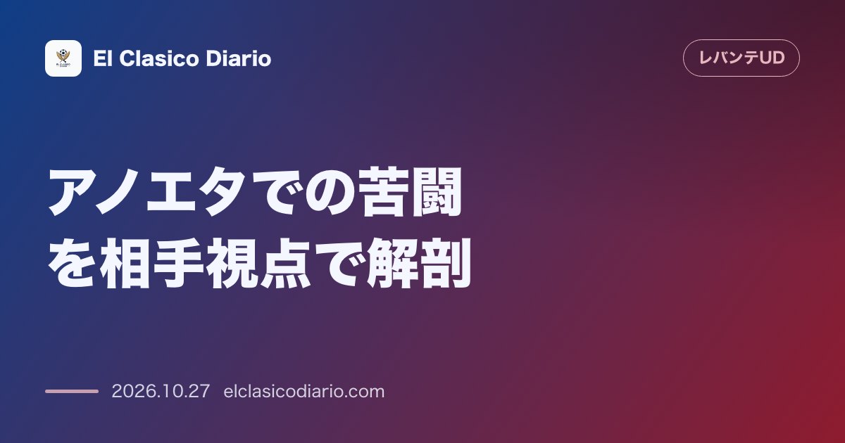 レバンテのニュース「アノエタでの苦闘を相手視点で解剖 2-1のスコア以上に生じていた展開の差と相手メディアが指摘する決定機の多さ」のアイキャッチ画像