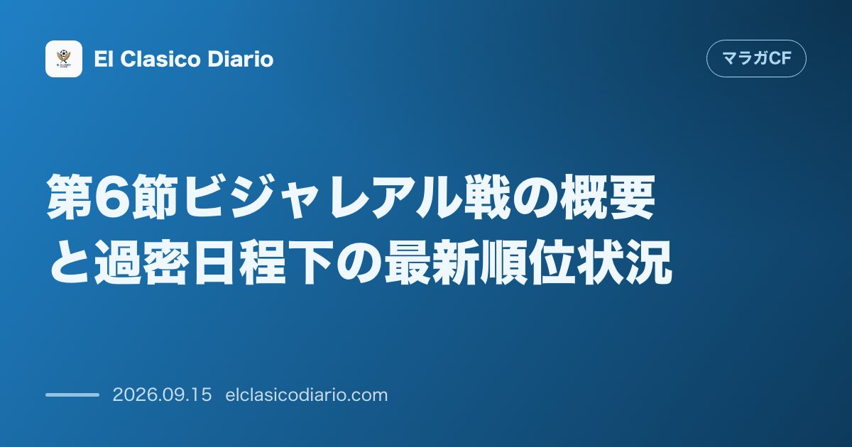 第6節ビジャレアル戦の概要と過密日程下の最新順位状況 前節セルタ戦で勝ち点1を得た17位マラガがホームで18位ビジャレアルを迎え撃つ のサムネイル画像