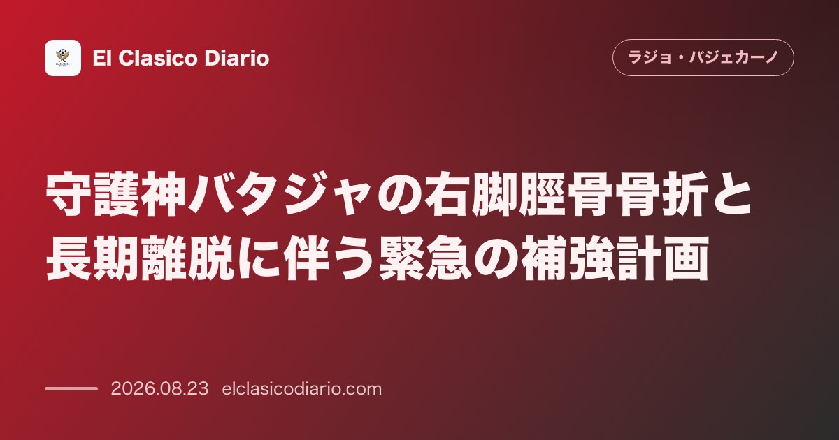 守護神バタジャの右脚脛骨骨折と長期離脱に伴う緊急の補強計画 のサムネイル画像