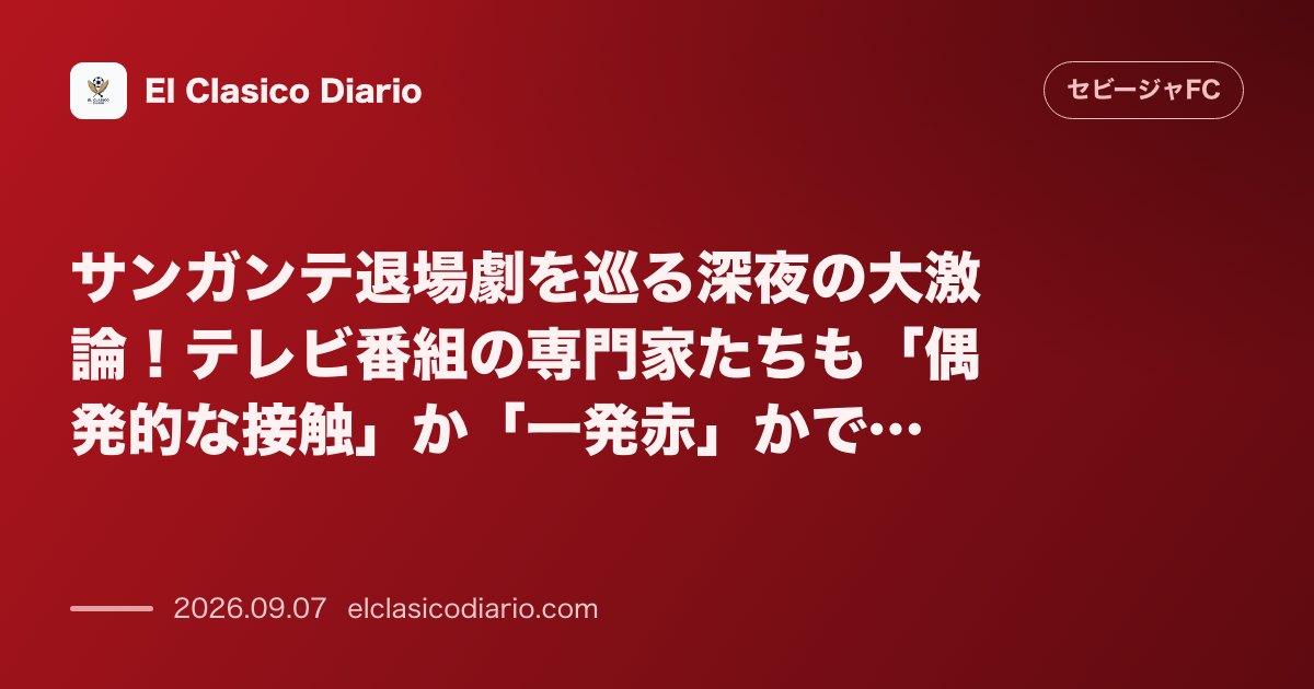 サンガンテ退場劇を巡る深夜の大激論！テレビ番組の専門家たちも「偶発的な接触」か「一発赤」かで意見が真っ二つに分裂 のサムネイル画像