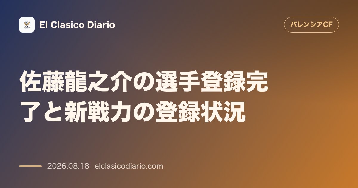 佐藤龍之介の選手登録完了と新戦力の登録状況 のサムネイル画像