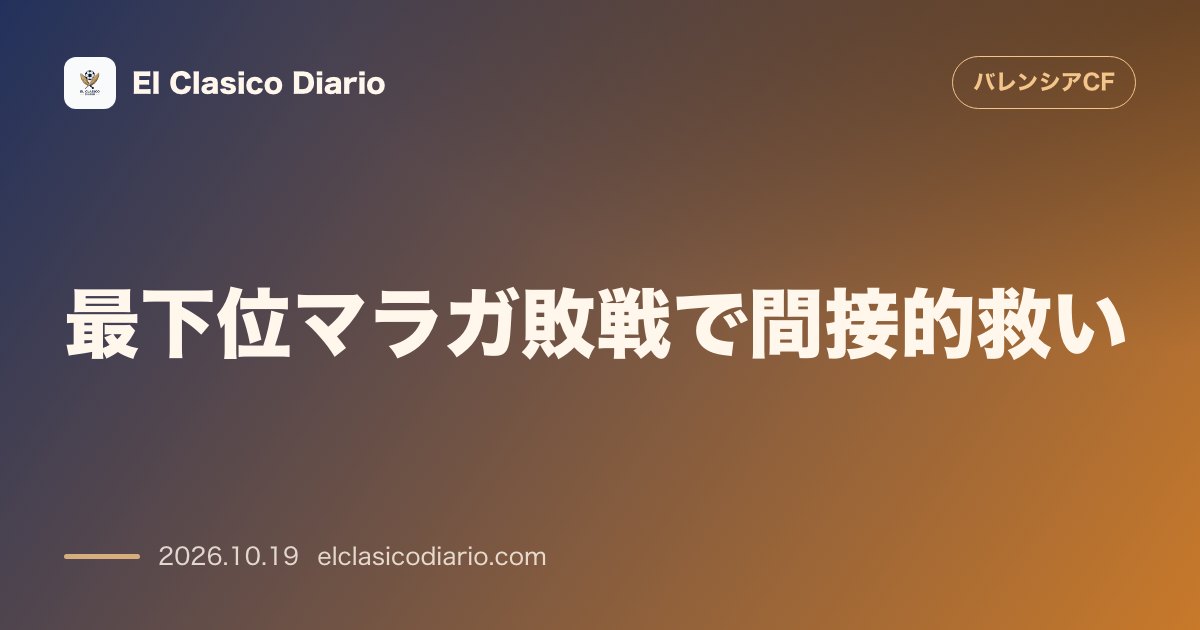 バレンシアのニュース「[最下位マラガ敗戦で間接的救い] 残留争いで最下位マラガ敗戦もバレンシアと並ぶ「ワースト2位の6得点」という厳しい現実」のアイキャッチ画像