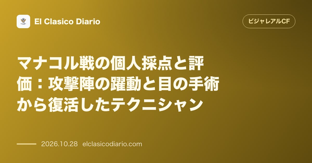 ビジャレアルCFのニュース「マナコル戦の個人採点と評価：攻撃陣の躍動と目の手術から復活したテクニシャン 5-0大勝を収めたコパ初戦の選手採点が発表され、復帰弾を決めたアタッ…」のアイキャッチ画像